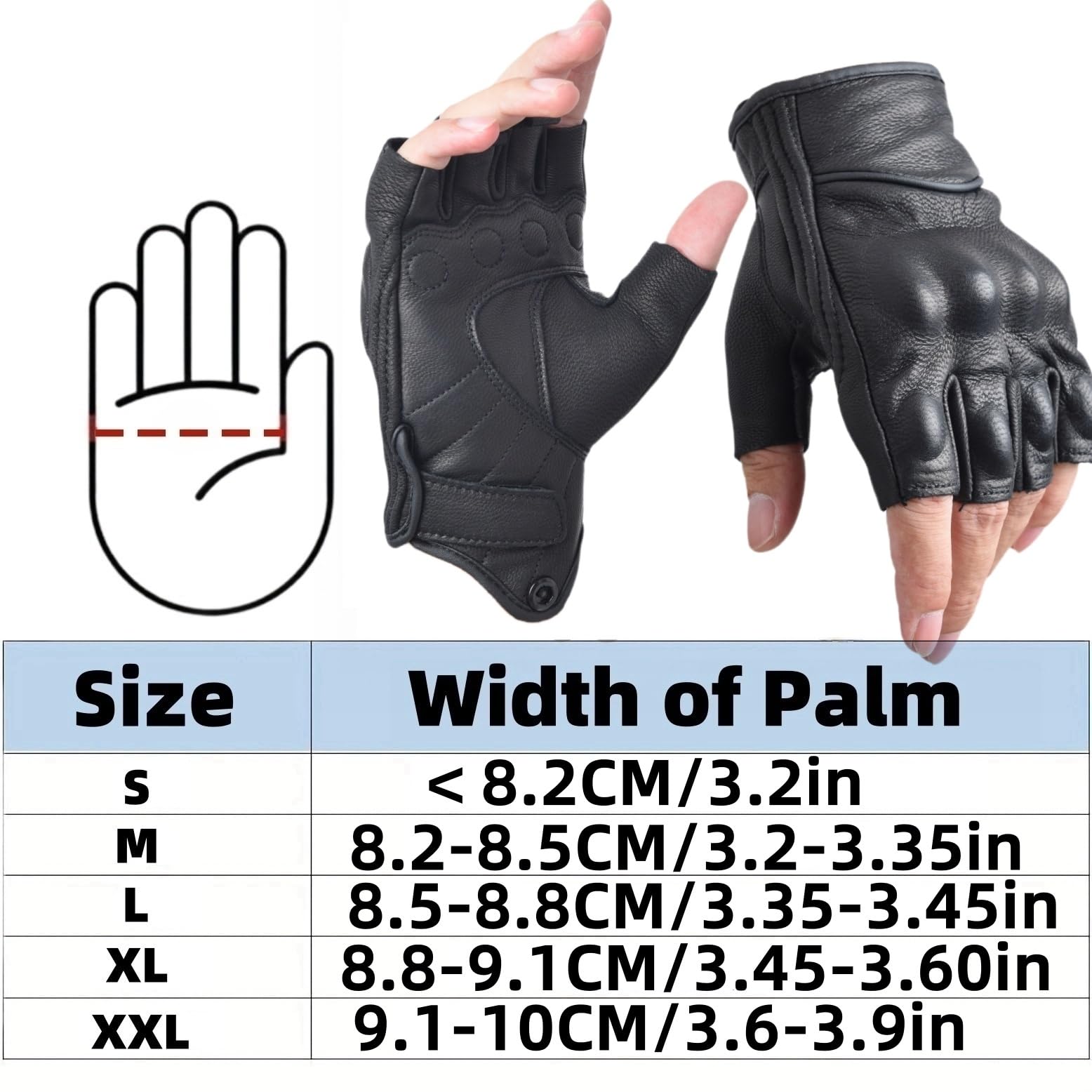 Mitaines en cuir noir pour homme, gants d'équitation, de moto, de conduite d'été, de cyclisme, demi-doigts