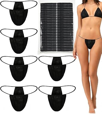 Aimery 50 Pcs Disposable Thong Panties Womens Spa T Thong Soft Breathable Disposable Tanning Underwear