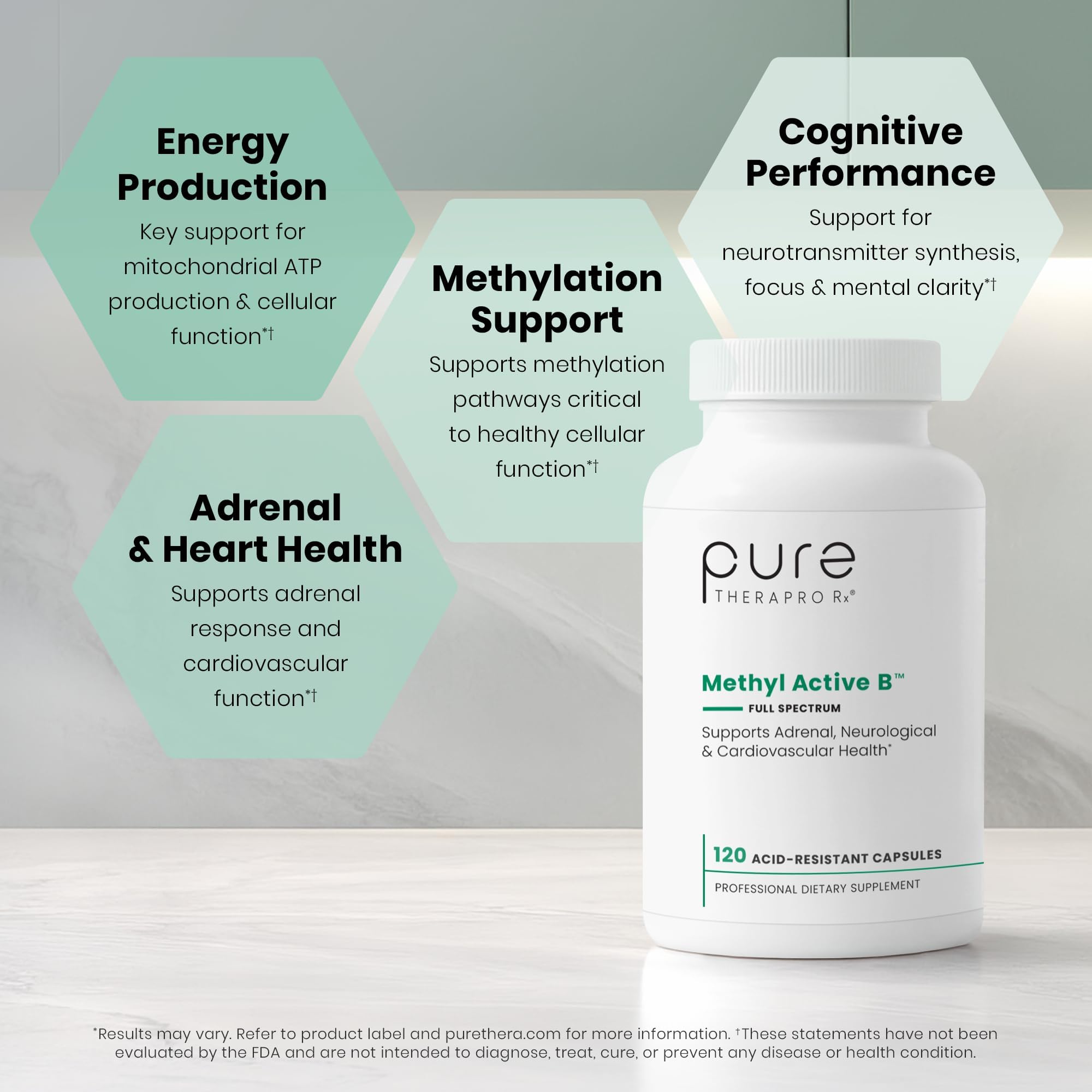 Pure Therapro Rx Methyl Active B, Vitamin B Complex, 120 Capsules — Amazon image 4