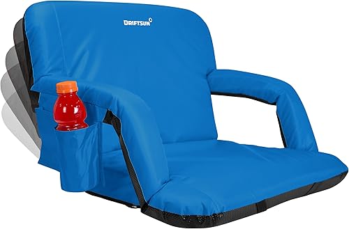Driftsun - Asiento Stadium reclinable de lujo, más ancho. Plegable con respaldar. Silla para deportes reclinable perfecta para patio y jardín