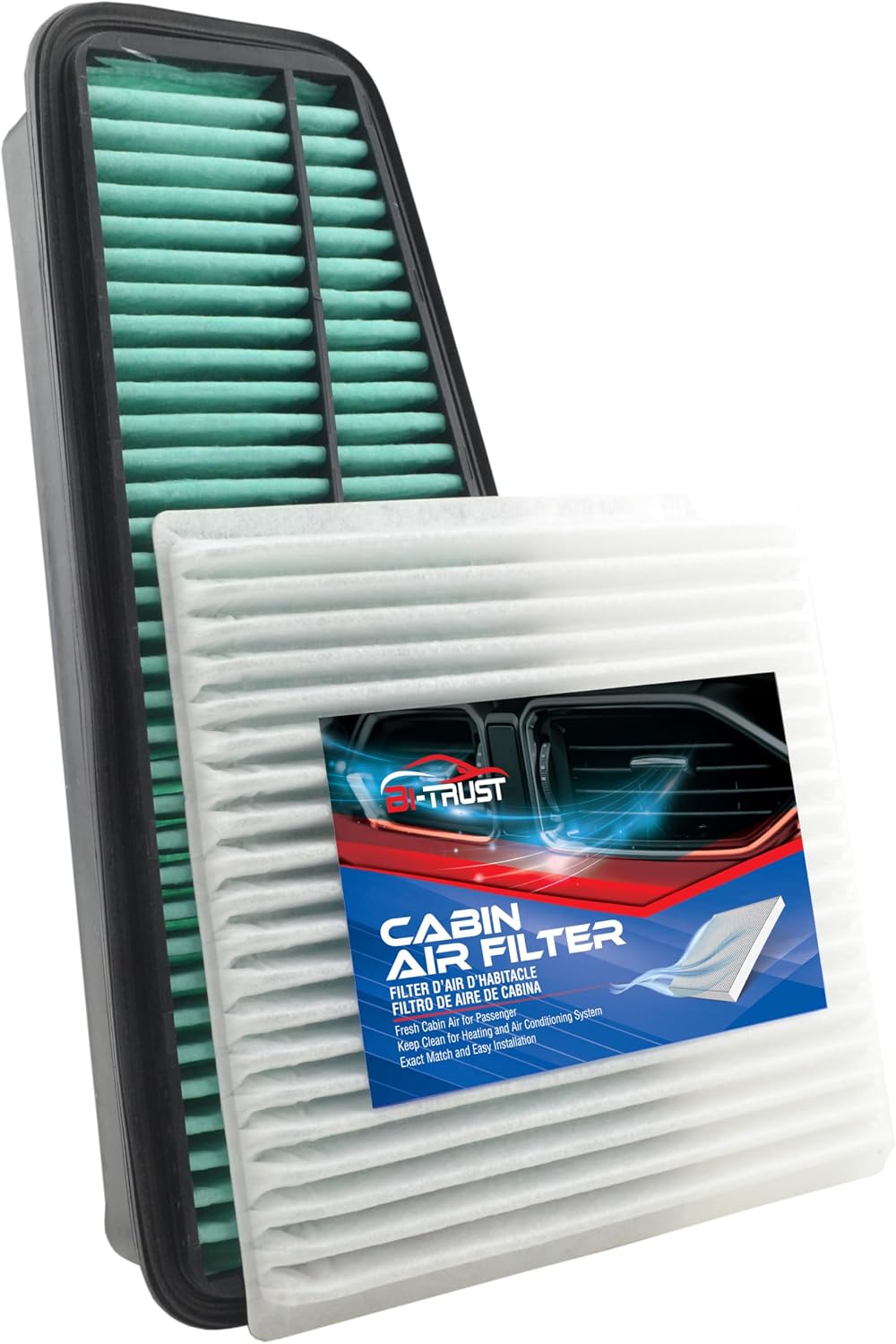 Engine & Cabin Air Filter Combo for Toyota 4Runner 2003-2009 V6 4.0L, FJ Cruiser 2007-2010 V6 4.0L, Synthetic & White Fiber Media, Replaces CA9683, PA4165, 87139-47010