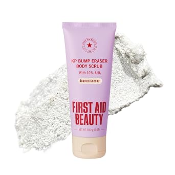First Aid Beauty - KP Bump Eraser Body Scrub, Keratosis Pilaris Exfoliator with Glycolic and Lactic acids, Helps Reduce Chicken Skin Bumps, Safe for Sensitive Skin