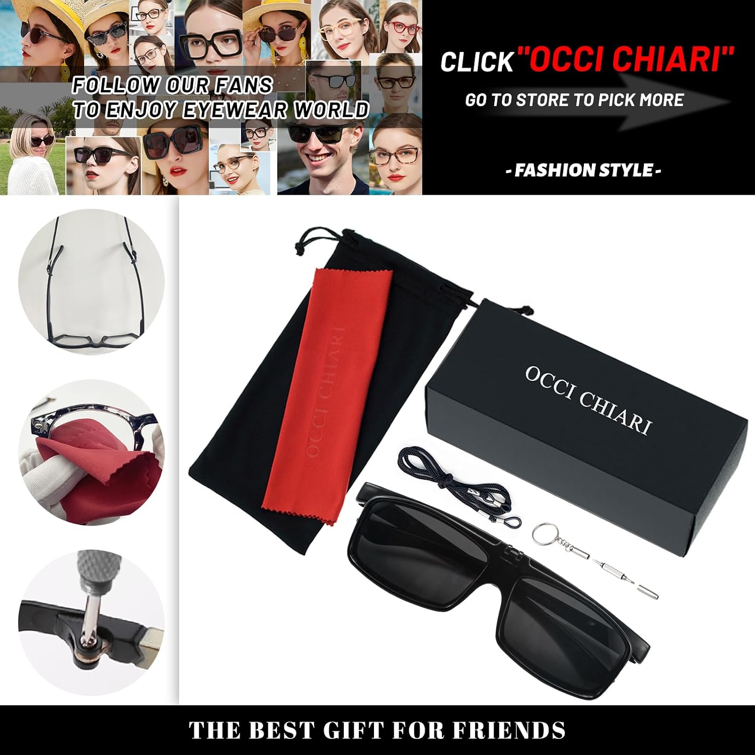 OCCI CHIARI Flip Up Reading Glasses for Men Fashion Readers
