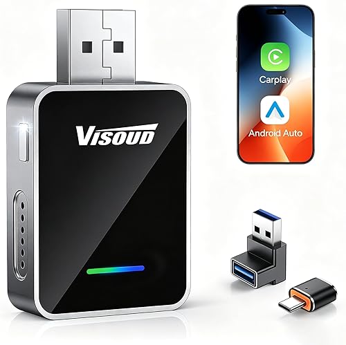 Visoud Fast Connect Wireless CarPlay & Android Auto Adapter, One-Click User Swit