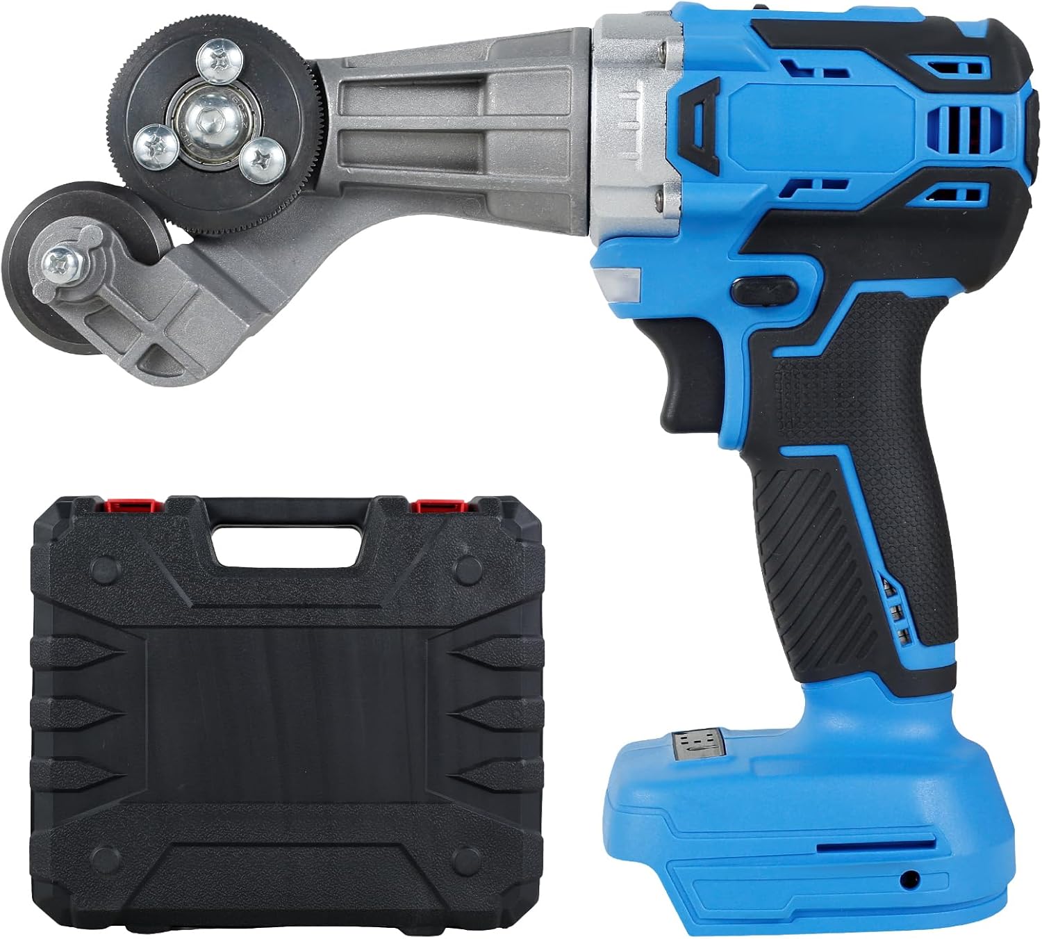 US Electric Drill Plate Cutter 18/21V Double Headed Metal Sheet Cutter Precise Cutting Plate Punch Shears Drill Attachment for Aluminium Steel Iron Copper Plate Cutting(Blue)