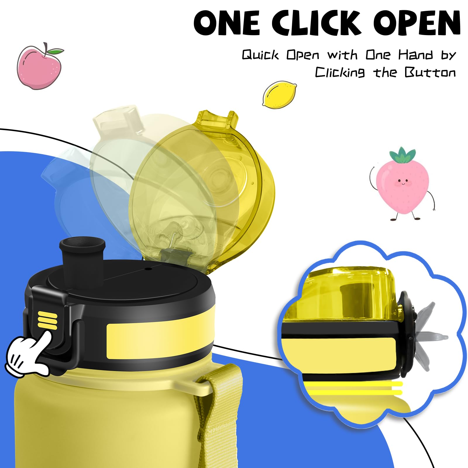 Mujigaga Borraccia, 500ml Borraccia Bambini, Senza Perdite, Borraccie Motivazionale, Facile da Pulire, Borraccie con Orari per Bere, Borracce con Filtro, per Campeggio, Ufficio, Ciclismo, Nuoto - 5