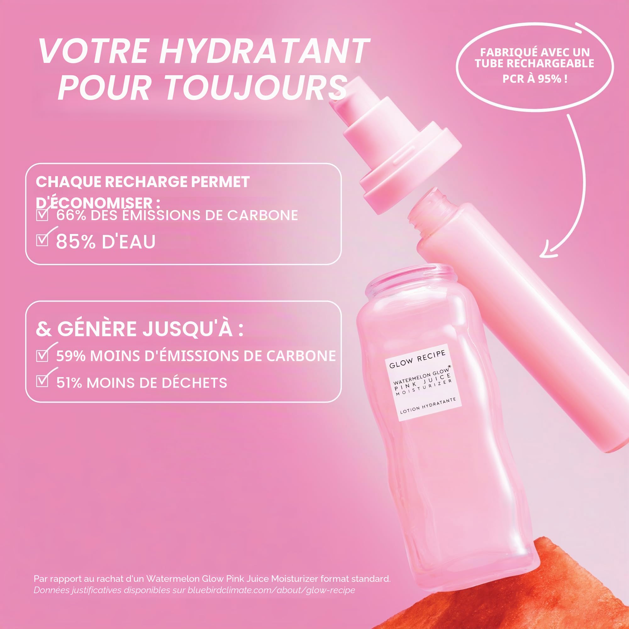 Glow Recipe Gel hydratant au jus de rose, gel hydratant coréen pour peau de verre, hydratant sans huile pour le visage à l'acide hyaluronique pour peaux grasses, non comédogène, durable (50 ml)