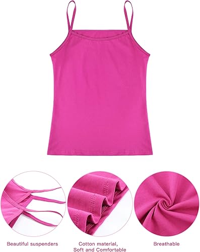 Miniatura 4 de SATINIOR Camiseta sin mangas de baile para niñas, 4 piezas, con tirantes delgados, para bailar