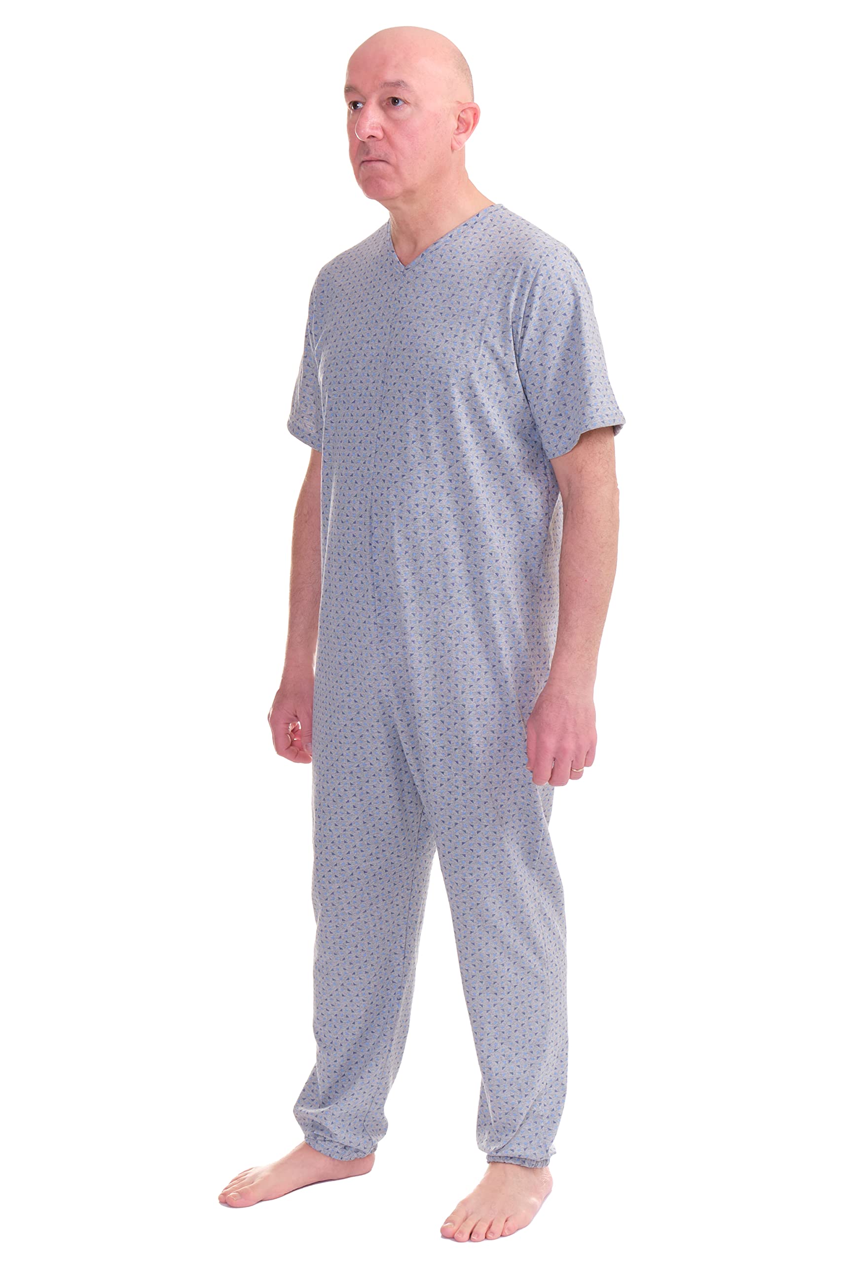 FERRUCCI COMFORT Pijama Tutone Sanitario Sentimiento Manga Corta 1 Cremalleras/Cremallera Trasera Espalda Verano (Gris, XL)