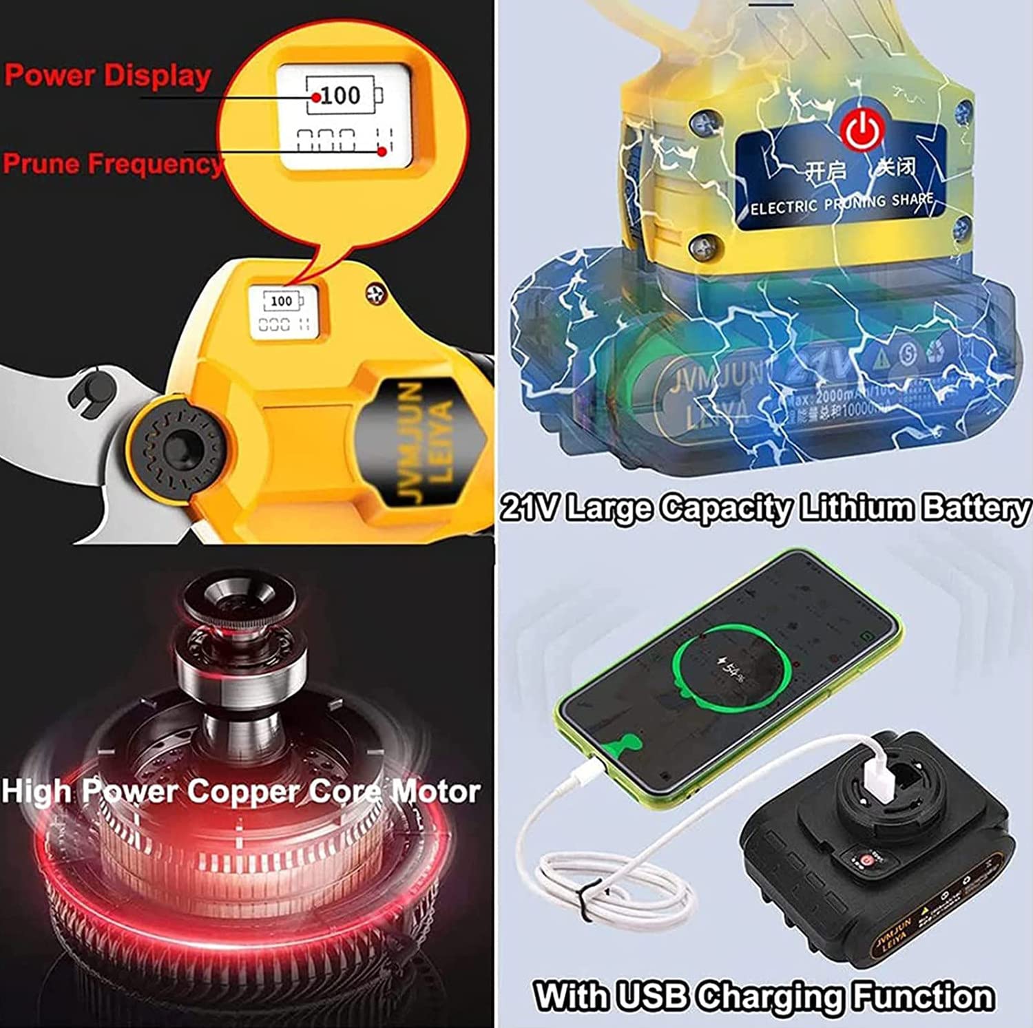 Tijera Electrica Bateria, Tijeras Podar Telescópicas, Jardines Granjas Huertos,Las Tijeras Podar Eléctricas, Usar Parques, Granjas, Huertos, Invernaderos,220v-190cmextensionrod