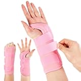 Konohan 2 Pcs Wrist Brace for Kids Youth Carpal Splints Wrist Brace Sports Night Support with Adjustable Compression Straps for Children Sleep (Pink,Age 3-8)