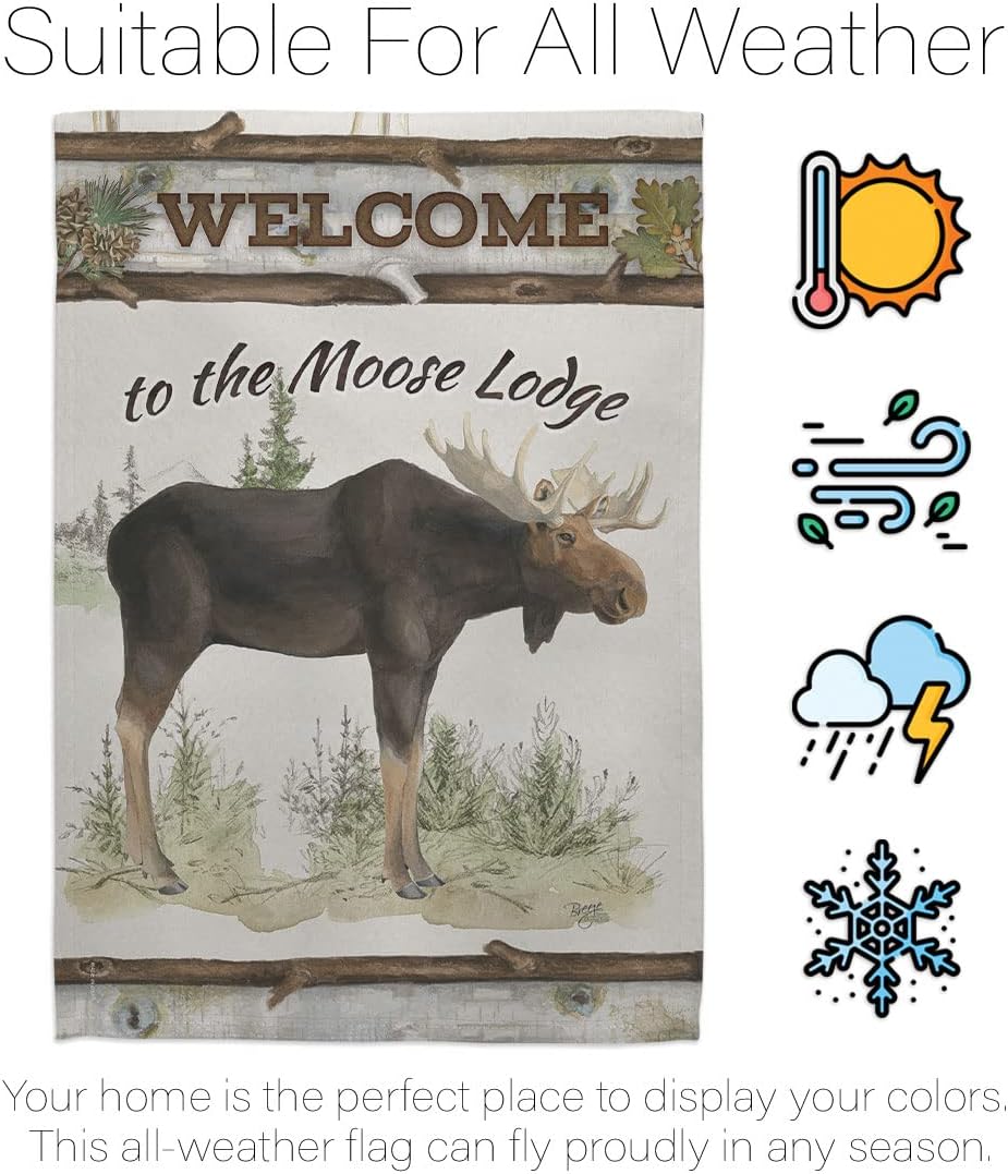 Breeze Decor G160104 The Moose Lodge Nature Wildlife Impressions Decorative Vertical Garden Flag 13" x 18.5" Printed In USA Multi-Color