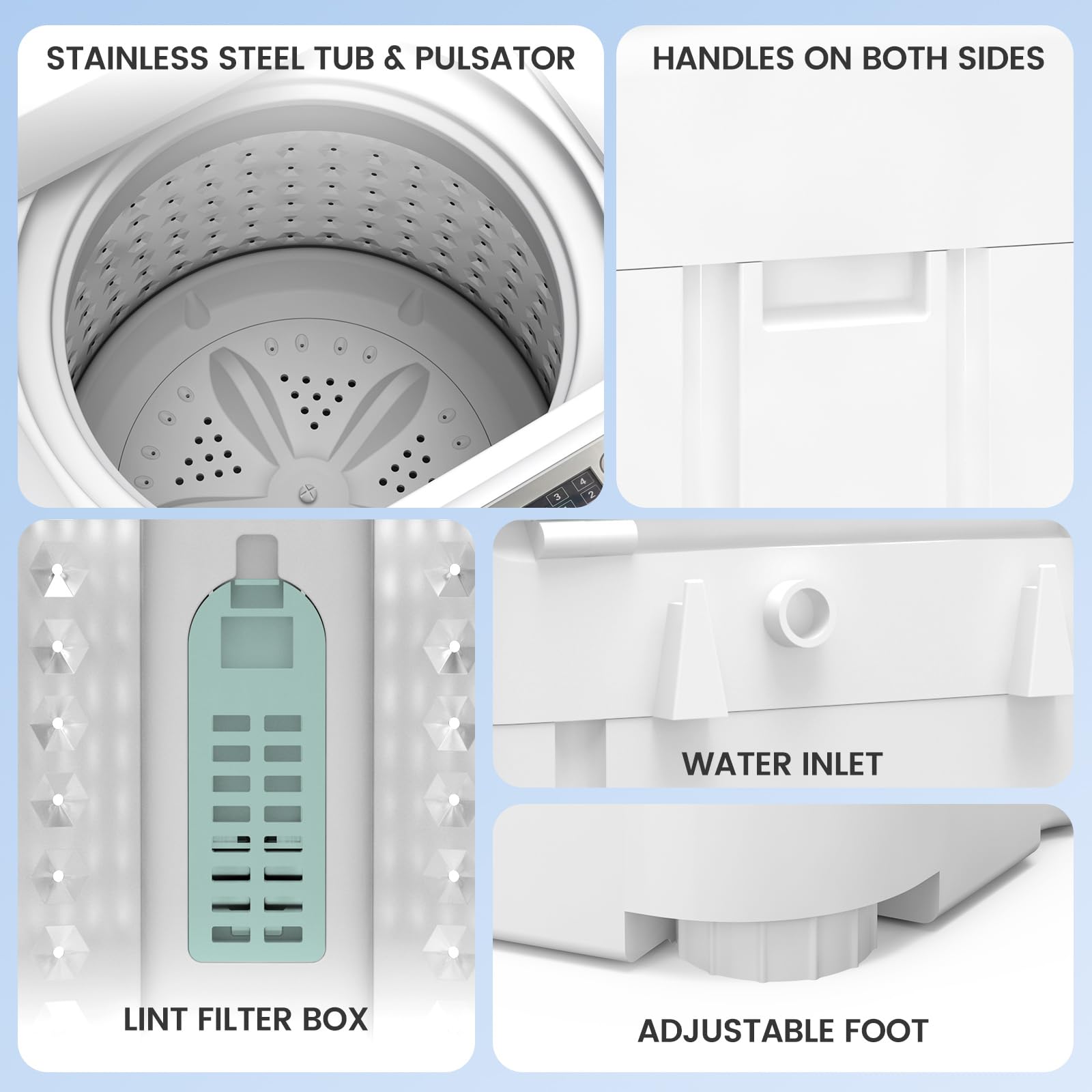 Zynkez 18lbs Portable Washing Machine, Fully Automatic Washing