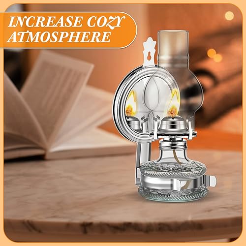 Miniatura 6 de Yexiya 2 lámparas grandes de queroseno para cámara de aceite, montaje en la pared, lámpara vintage de queroseno transparente de vidrio rústico con