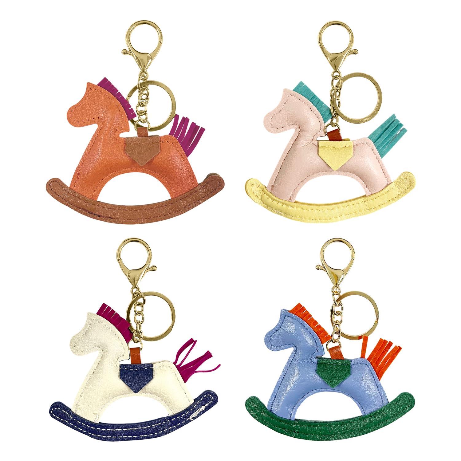 HINFHI 4 Pieces Of Leather Horse Keychain, Creative Personalized, Fun Pony Keychain, Stylish Bag Pendant Ornament, Cute Key Accessories.