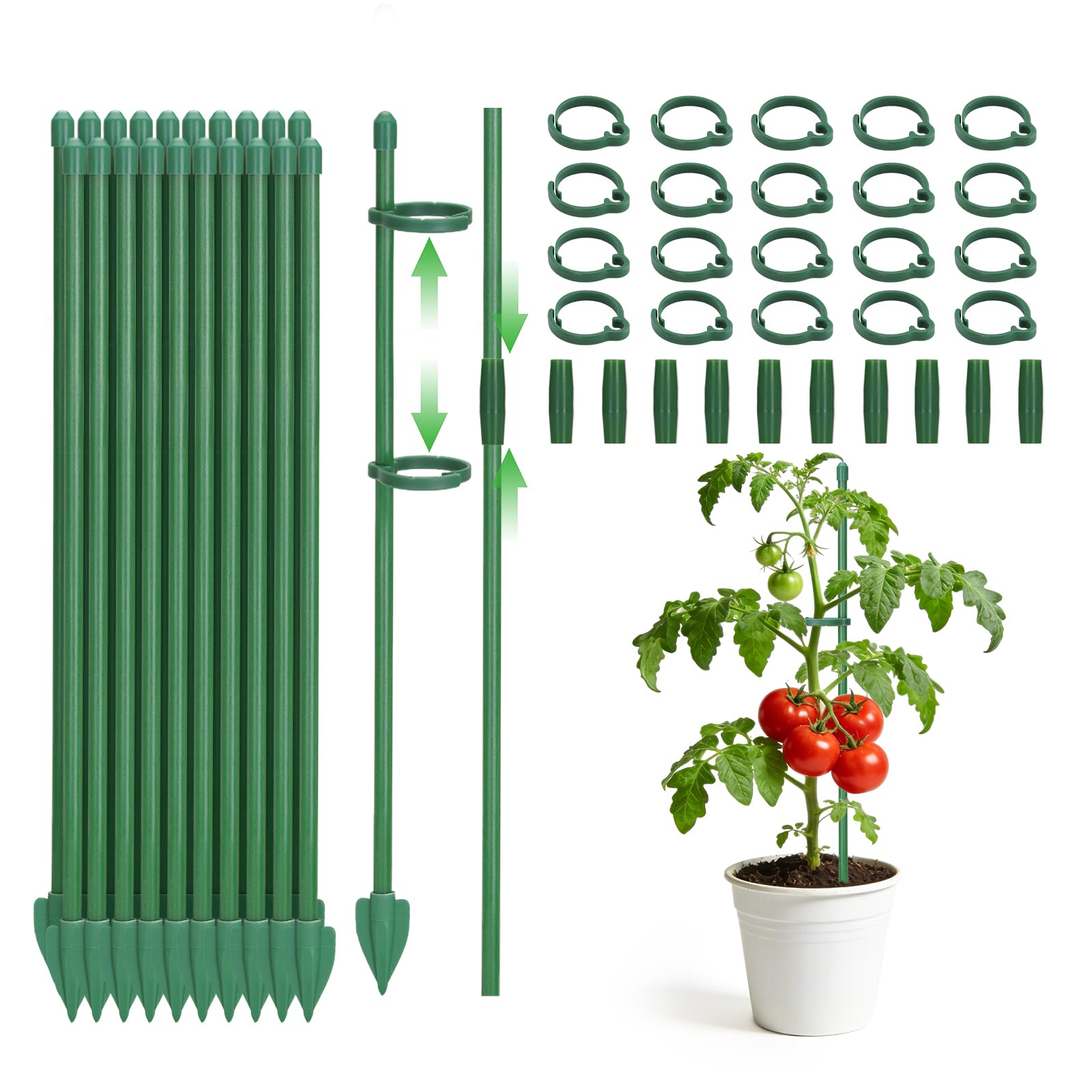 KINGLAKE Adjustable Plant Supports for Indoor Plants, 20 Pcs 30cm Plant Sticks Stakes with Clips, Monstera Support for Orchid Rose Flower Small Potted Plants