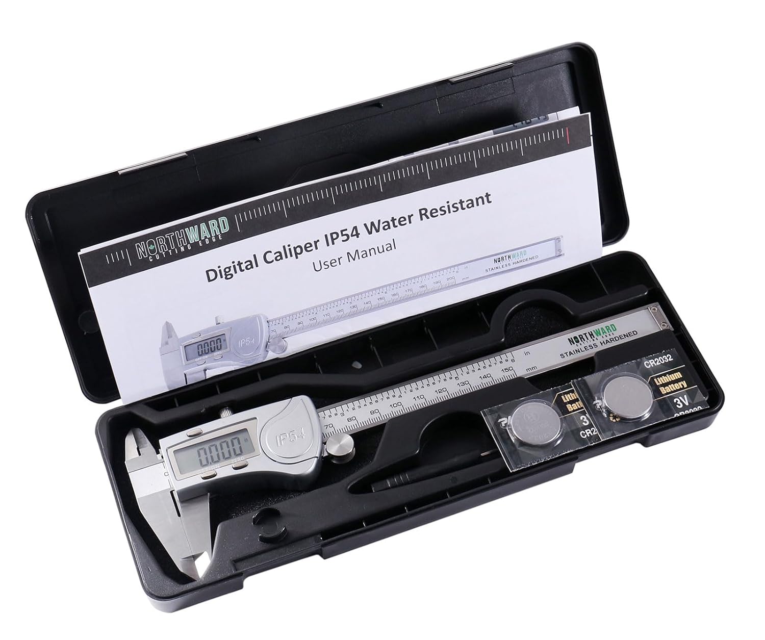Accusize Industrial Tools Digital Caliper, 0-6''/0-150 mm Range by 0.0005''/0.01 mm Resolution, Large LCD, Ip54 Water Resistant, 2015-0150
