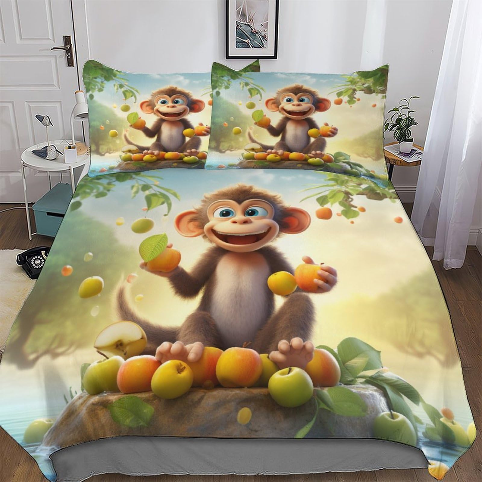 Housse de couette singe 3D en microfibre pour éliminer les draps rêches