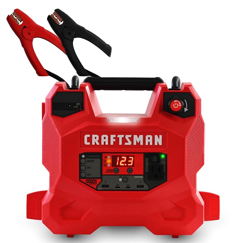 CRAFTSMAN CMXCESM256 Auxiliar de Partida 12 V com Compressor de Ar, Inversor e Estação de Energia Portátil