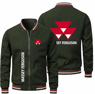 Men Bomber Jackets for Massey Ferguson Print Casual Cycling Jersey Long Sleeve Zip Sweatshirt Track Jacket Windproof Coats - Teen Gift