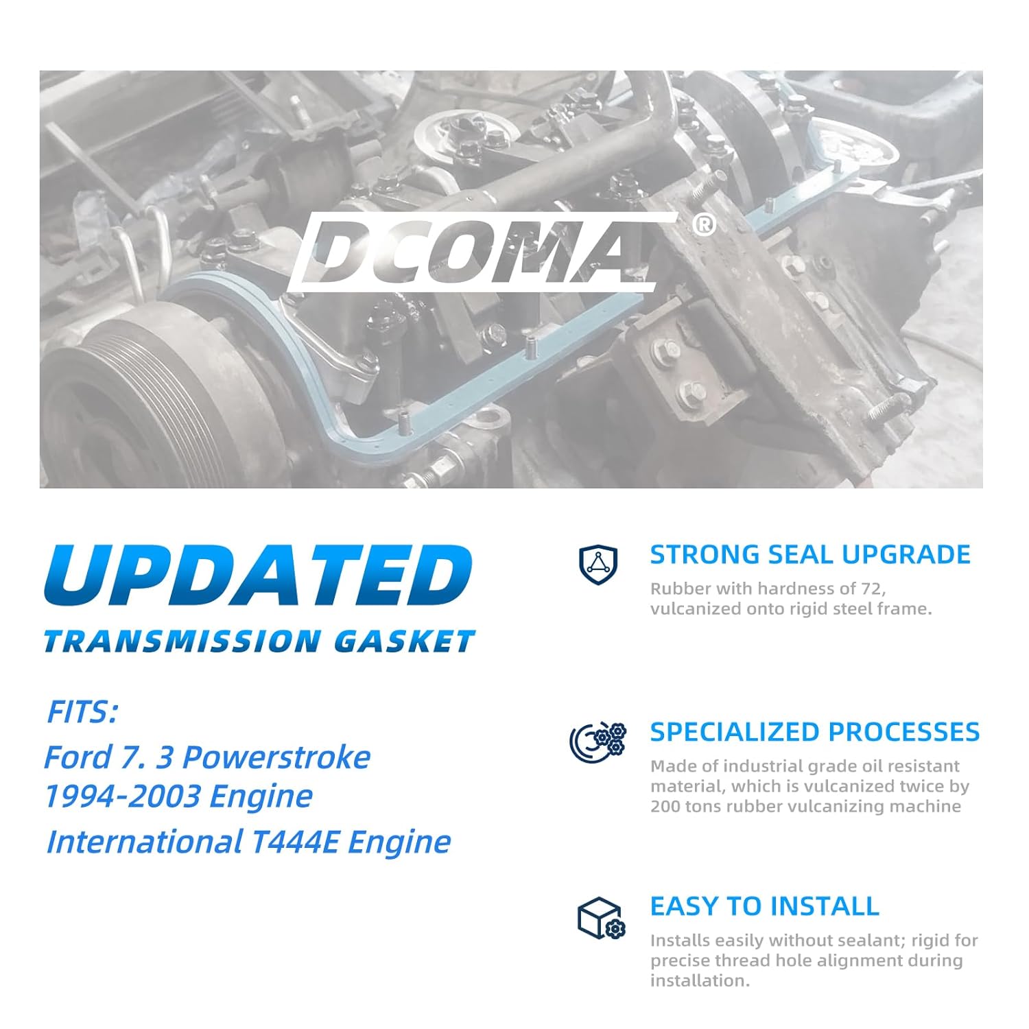 Oil Pan Gasket with a Rigid Core Compatible with Moroso 27293 for Ford 7.3 Powerstroke Engines from 1994 to 2003 and International T444E Engines, Made of High Temperature/Oil Resistant Material
