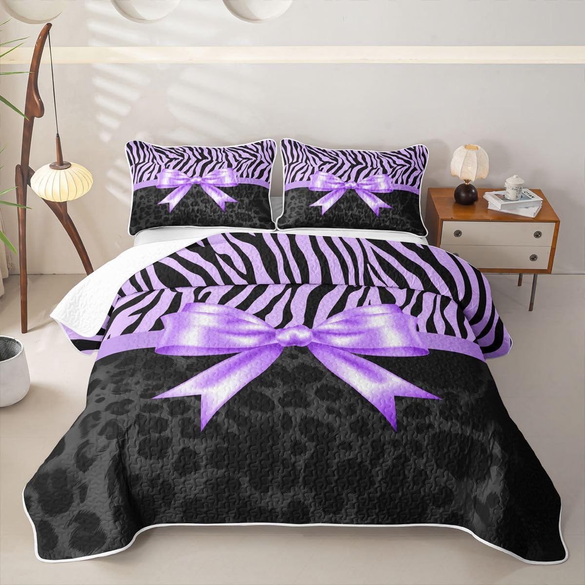 Feelyou Brown Zebra Quilt Queen Size for Kids Boys Girls
