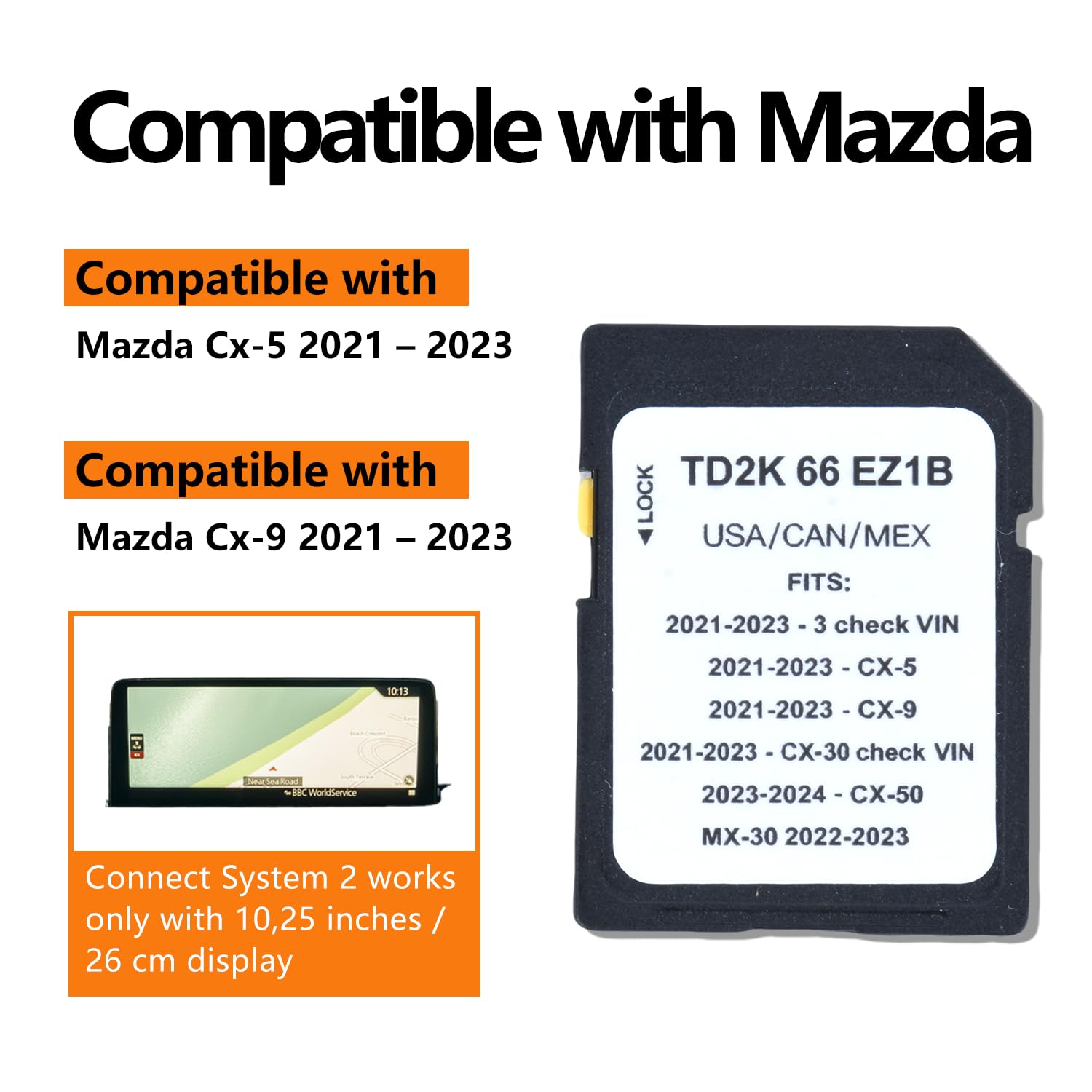 Puruoda GPS Navigation SD Card Compatible with Mazda 3 CX-5 CX-9