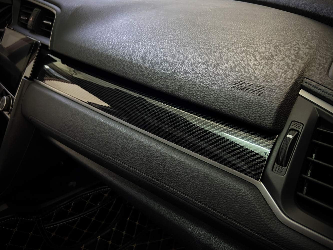 GZXinWei Carbon Fiber Grain Interior Center Control Dashboard Stripe Cover Trim Panel for Honda 10th Gen Civic 2016 2017 2018 2019 2020 2021