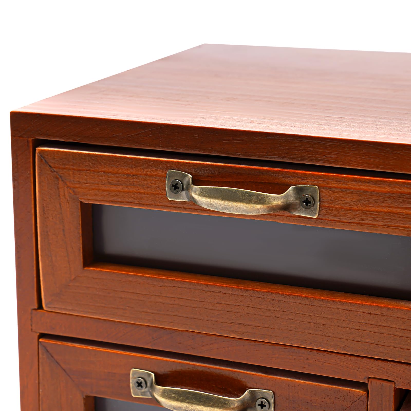 Organizer da scrivania, in legno con 4 cassetti per la casa, cassetti in legno vintage, scatola