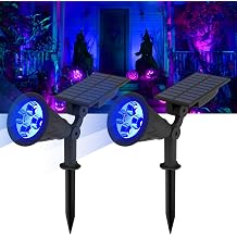 T-SUN Blue Solar Spotlight, Solar Lights Outdoor Waterproof, Auto On/Off Adjustable Solar Garden Pond Light for Trees, Patio, Garden, Driveway, Stairs, Pool Areas Blue-2 Pack