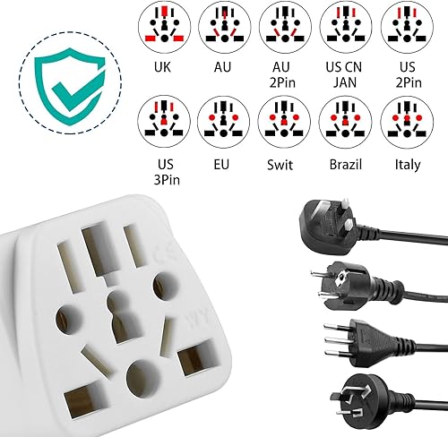 Miniatura 3 de Adaptador de enchufe europeo a estadounidense, adaptadores de enchufe de Reino Unido a EE. UU., adaptador de enchufe de 2 unidades, adaptador de