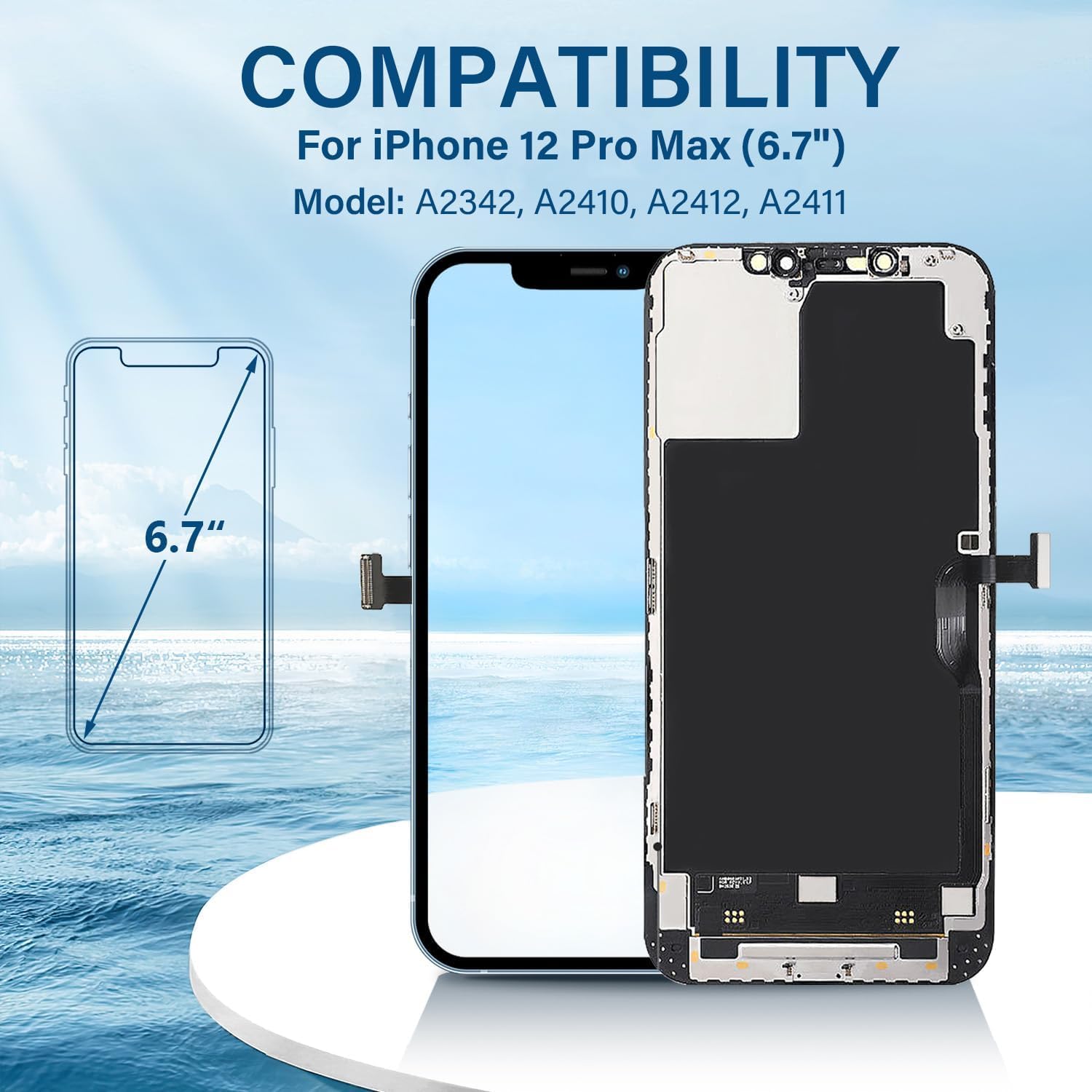 Amazon.com: for iPhone 12 Pro Max Screen Replacement 6.7 inch Full