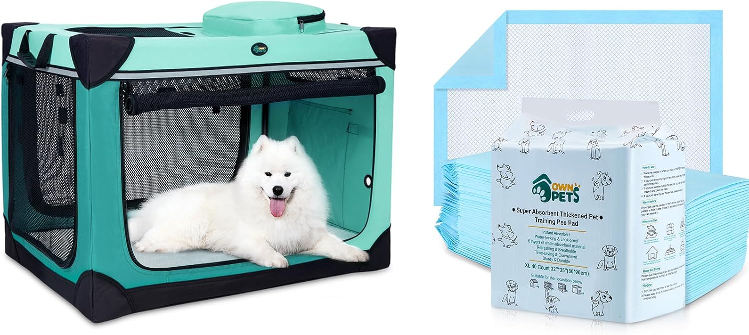 Ownpets 36 inch Collapsible Dog Crate and Dog Pee Pads 40 Counts