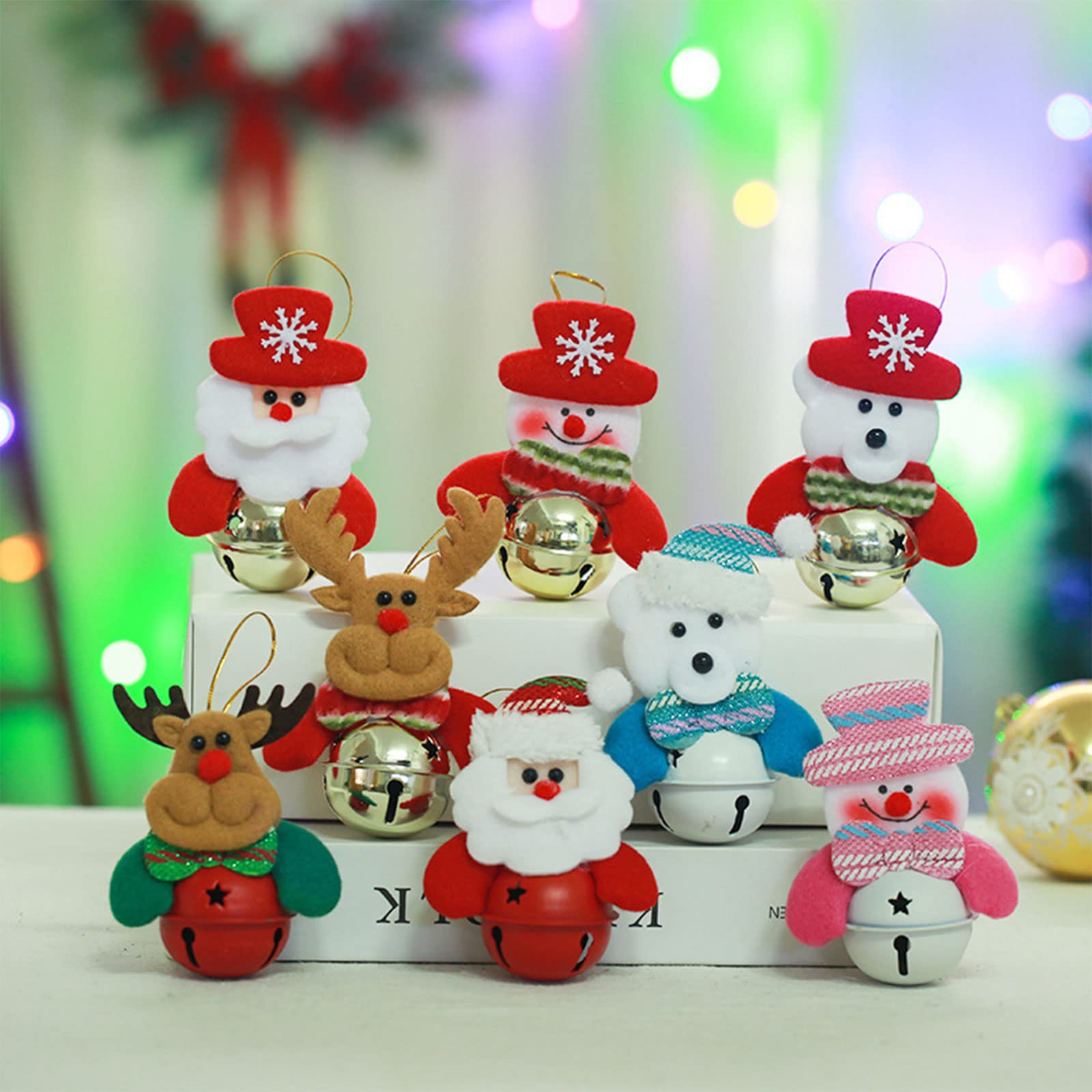 Christmas Ornaments Bells Decorations, Christmas Tree Hanging Ornaments for Xmas Door Home Party Supplies, Santa, Snowman, Reindeer, Bear?8PCS?