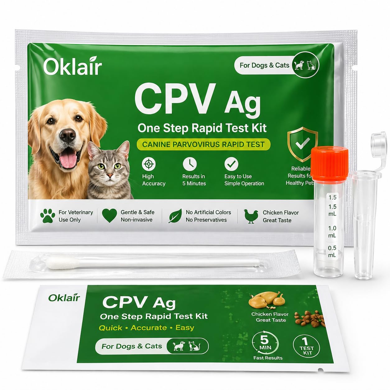 Test CDV CPV canin Oklair et bandelettes de détection maladie de Carré pour chien