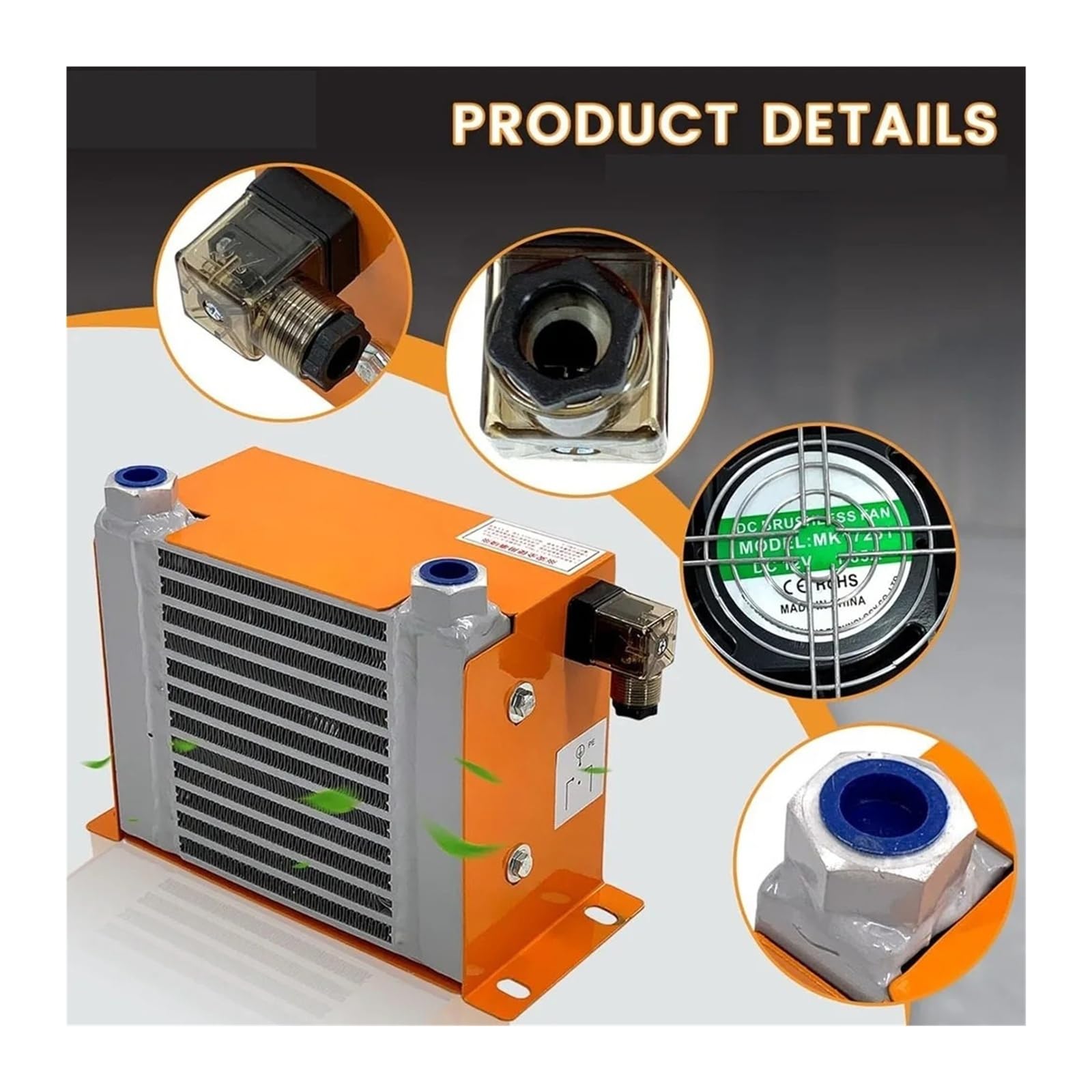 Enfriador de aceite hidráulico Industrial AH0608T-CA 60L/min con ventilador AC DC equipo de radiador refrigerado por aire(AH0608T-12V)