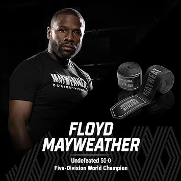 Hayabusa Mayweather Deluxe Hand Wraps for Men and Women, 180 inches