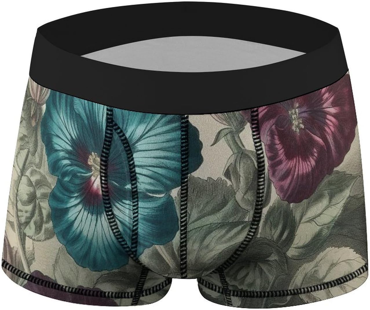 Three Flowers Painting Mens Boxer Briefs Short Breathable Underwear Trunks Soft Moisture-Wicking Boxer Shorts Novelty Underpants XL White