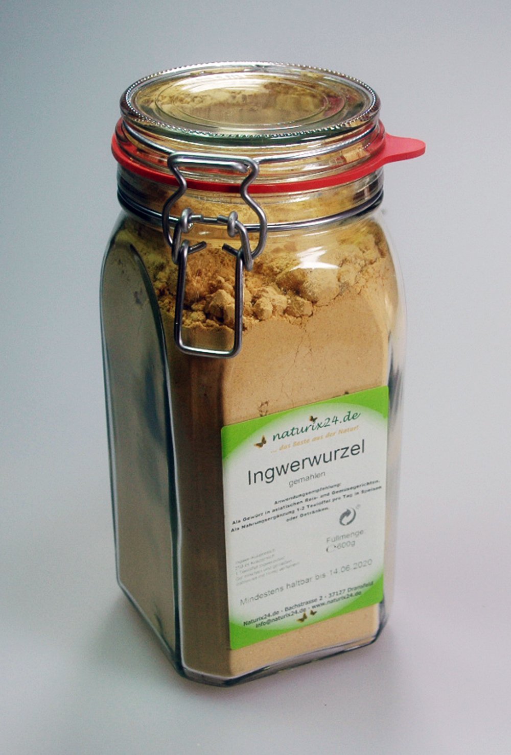 Naturix24 – Ingwerpulver – im Drahtbügelglas 1550 ml