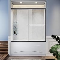 Vista 70 de SUNNY SHOWER B020, puertas de regadera deslizantes sin marco (56 - 60 x 72 pulgadas), cristal de 1/4 pulgada, acabado cromo