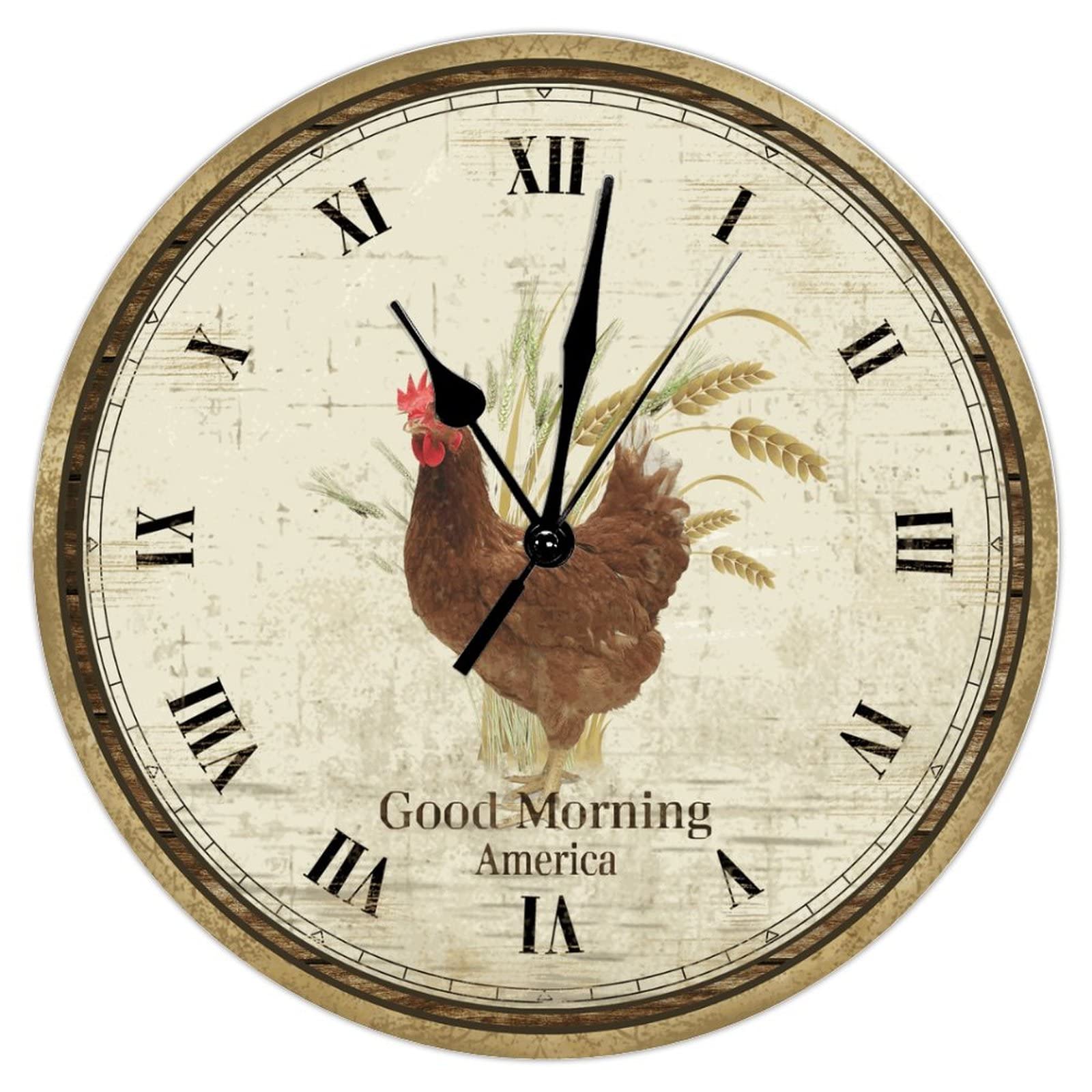 Horloge murale en bois motif coq pour décorer une cuisine style maison de campagne
