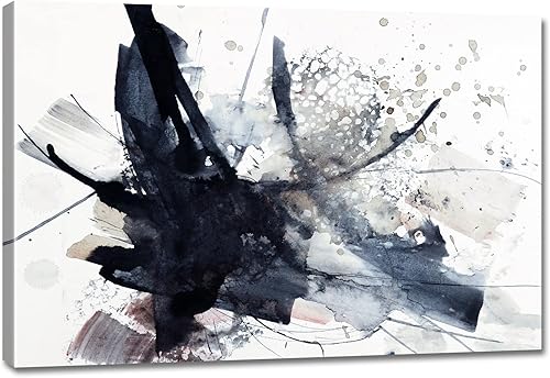 Miniatura 45 de Lienzo grande de arte abstracto para pared, pintura moderna de grafiti azul y gris, escena de tormenta sobre fondo blanco, ilustraciones enmarcadas