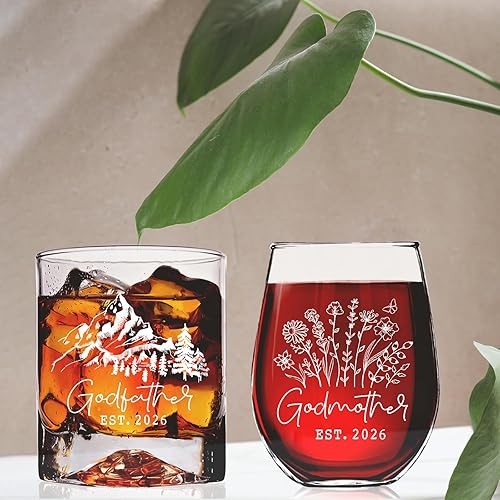 Miniatura 3 de Est 2024 - Juego de regalo de copa de vino y whisky de montaña con punta de hielo, novedad de cumpleaños, Acción de Gracias, Navidad, bautismo, para