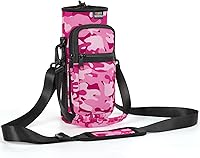 Vista 26 de Bolsa para botella de agua Nuovoware, soporte para botella de agua de 25oz/40oz/64oz, correa de mano ajustable, 2 bolsillos de neopreno, accesorios