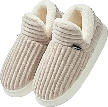 Donpapa House Slippers Women Men Winter Warm Closed Comfortable Cotton Slippers with Memory Foam