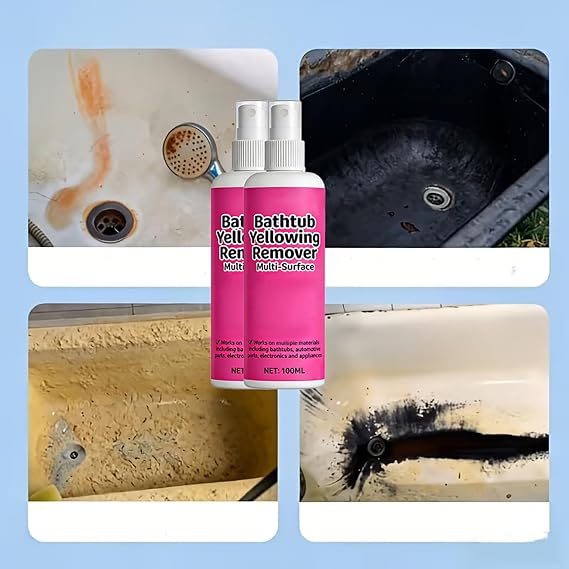 Bathtub Yellow Stain Remover,Multi-Surface Bathtub Yellowing Remover,Bathtub Cleaner Heavy Duty,for Tub Floor Tile,Shower,Toilet,Plastics,Acrylics