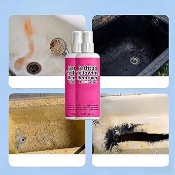 Bathtub Yellow Stain Remover,Multi-Surface Bathtub Yellowing Remover,Bathtub Cleaner Heavy Duty,for Tub Floor Tile,Shower,Toilet,Plastics,Acrylics