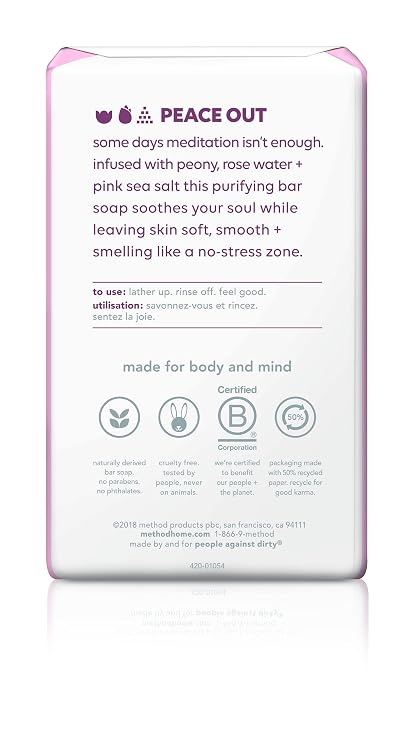 Method Bar Soap, Pure Peace, 6 oz, 4 pack, Packaging May Vary