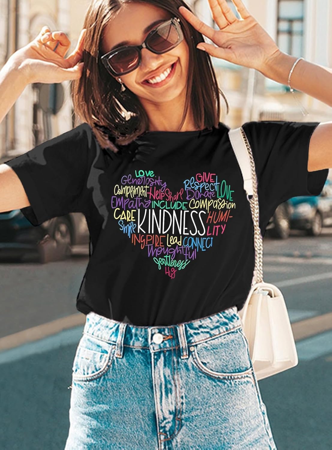Kindness Shirt for Women Summer Casual Short Sleeve Inspirational Tee Tops - Image 3
