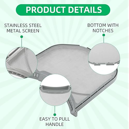 Miniatura 3 de ADQ56656401 Reemplazo del filtro de pelusa para secadora LG Kenmore, con muescas, sustituye a ADQ566564 AP4457244 PS3531962 DLEX3700W DLEX3570W